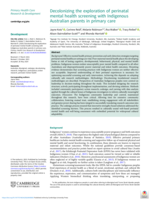 Decolonizing the exploration of perinatal mental health screening with Indigenous Australian parents in primary care