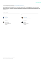 Artificial Reefs: Suitability of recycled materials for integration into purpose built artificial reefs for enhancing marine productivity, biodiversity and social outcomes