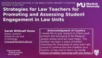 Strategies for Law Teachers for Promoting and Assessing Student Engagement in Law Units