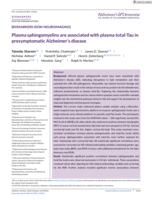 Plasma sphingomyelins are associated with plasma total‐Tau in presymptomatic Alzheimer's disease