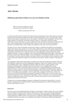 Defining professional writing as an area of scholarly activity